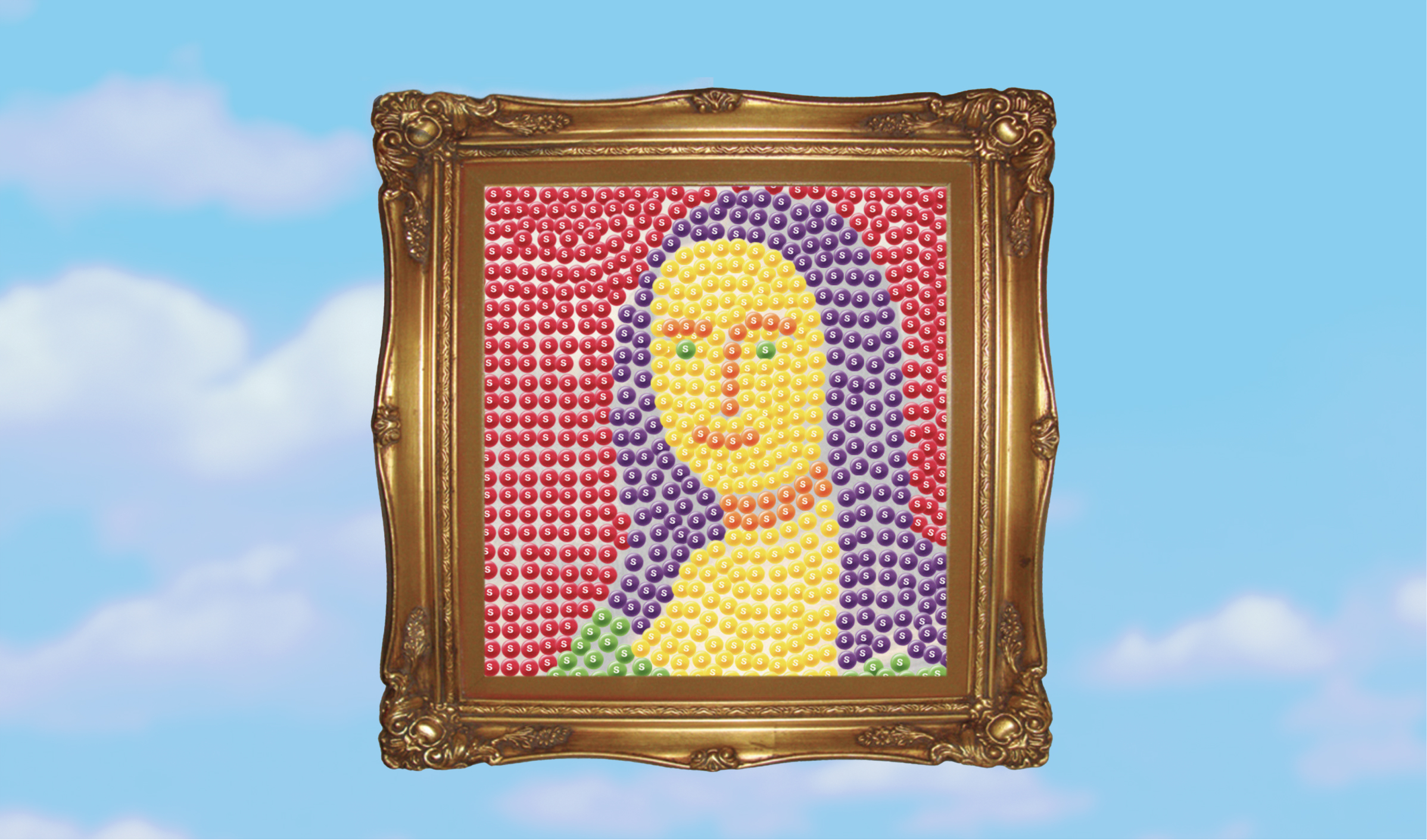 Mona Lisa made out skittles 