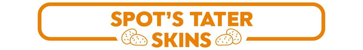 Spots tater skins recipe label