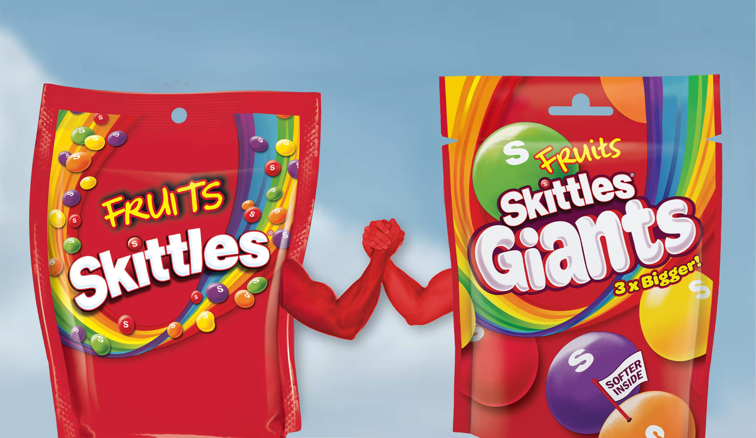 Skittles Giants and Fruits joining hands