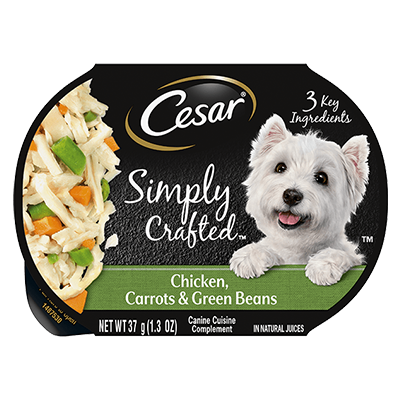 Cesar Simply Crafted Chicken, Carrots and Green Beans dog food bowl