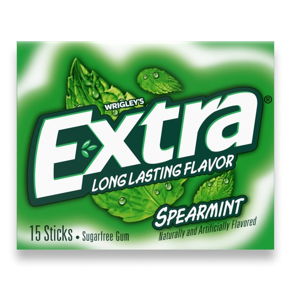Single pack product shot of Extra Spearmint 15-single sticks pack 