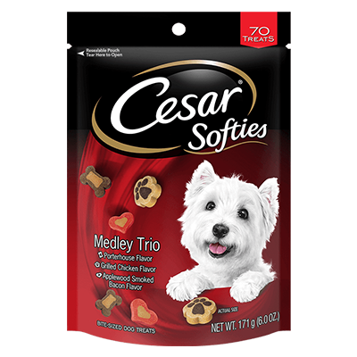 Cesar Softies Filet Mignon dog food treat bag