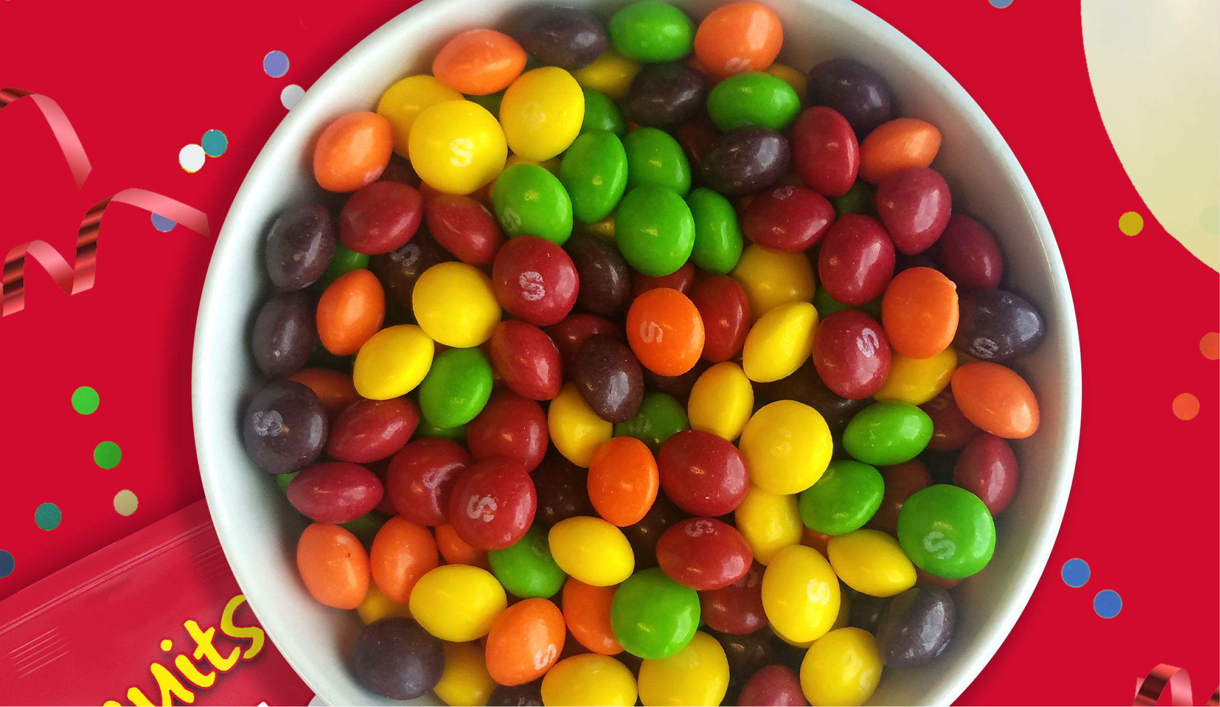 Skittles lentils in a party bowl 