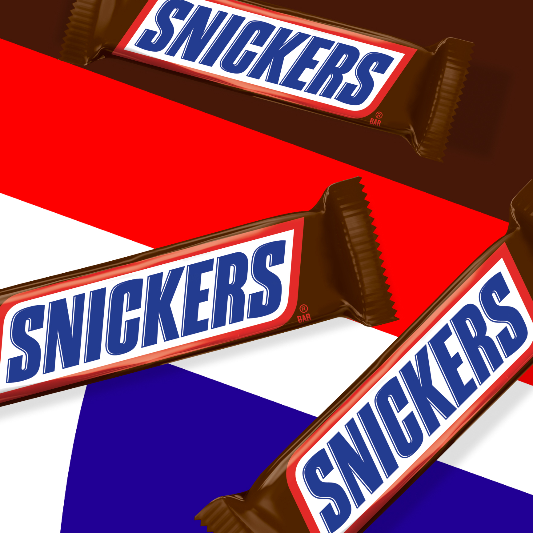 Snickers original chocolate bars group shot