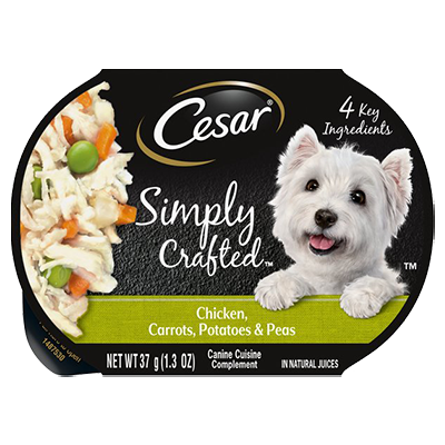Cesar Simply Crafted Chicken, Carrots and Green Beans dog food bowl