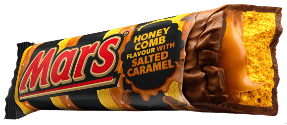 Mars bar with bite taken out.