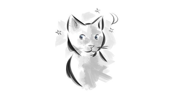 sketch of cat in the night 